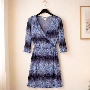 Christine V XL Print Wrap Look Polyester Spandex  Midi Dress